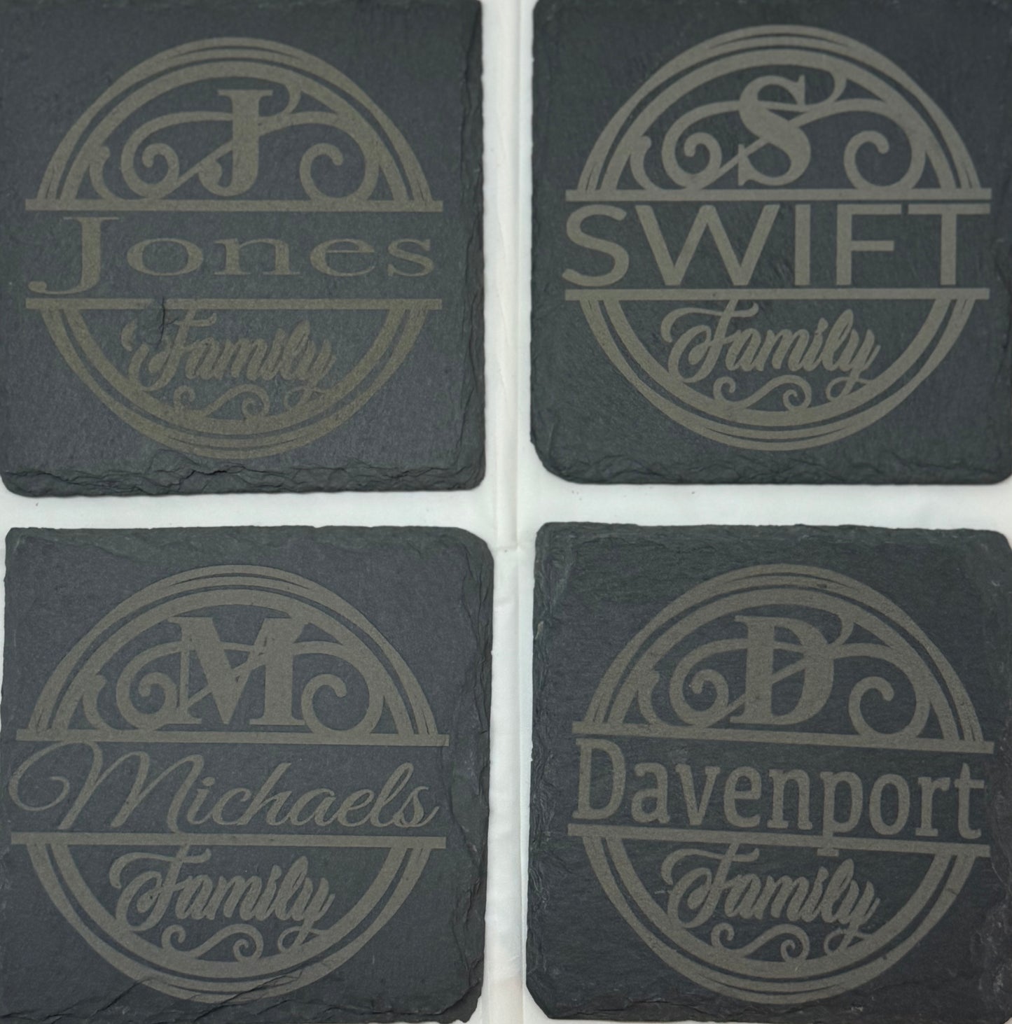 Personalized Slate Coasters - Family Name Collection